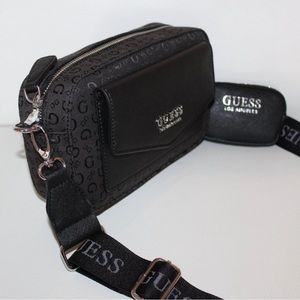 GUESS Black Joliet Crossbody Bag Shoulder Purse w/ AirPod Case Pouch